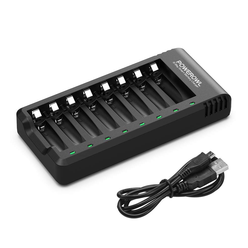 soldes POWEROWL 8 Slots Rechargeable Chargeur Piles pour Ni-MH Ni-CD AA AAA Charge Rapide avec Port USB sPuUiXJpb meilleure vente