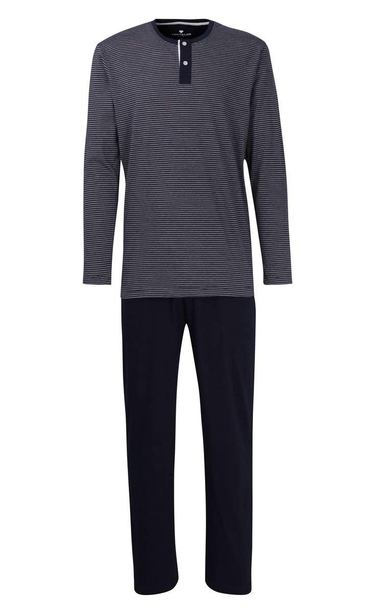 chic  TOM TAILOR Pyjama pour homme en coton à manches longues - Bleu à rayures viY8qxQhX frais