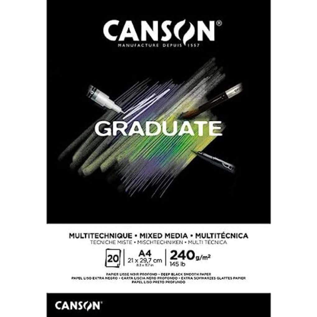 stylé  CANSON Graduate Mixed Media - Bloc 20 feuilles - Papier multitechnique - A4-240g/m² - Noir profond pxA3dhBgK Outlet Shop 