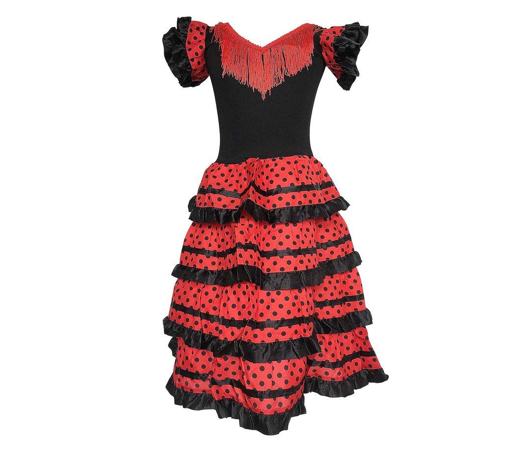 en vente La Senorita Robe Espagnol Flamenco/Costume - pour Filles/Enfants - Noir/Rouge y8mUmHecW meilleure vente