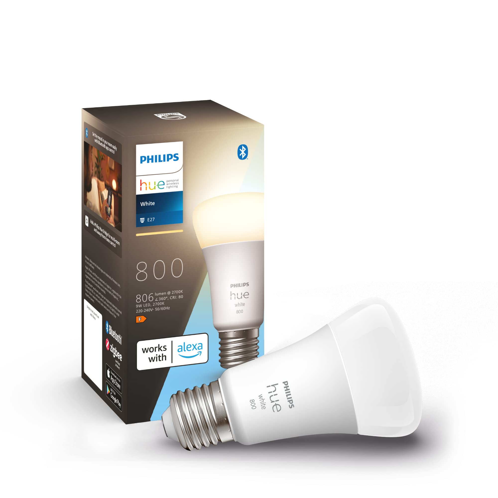 soldes Philips Hue White, ampoule connectée LED E27, 806 lumen, compatible Bluetooth, fonctionne avec Alexa mCMAvrv0p boutique en ligne