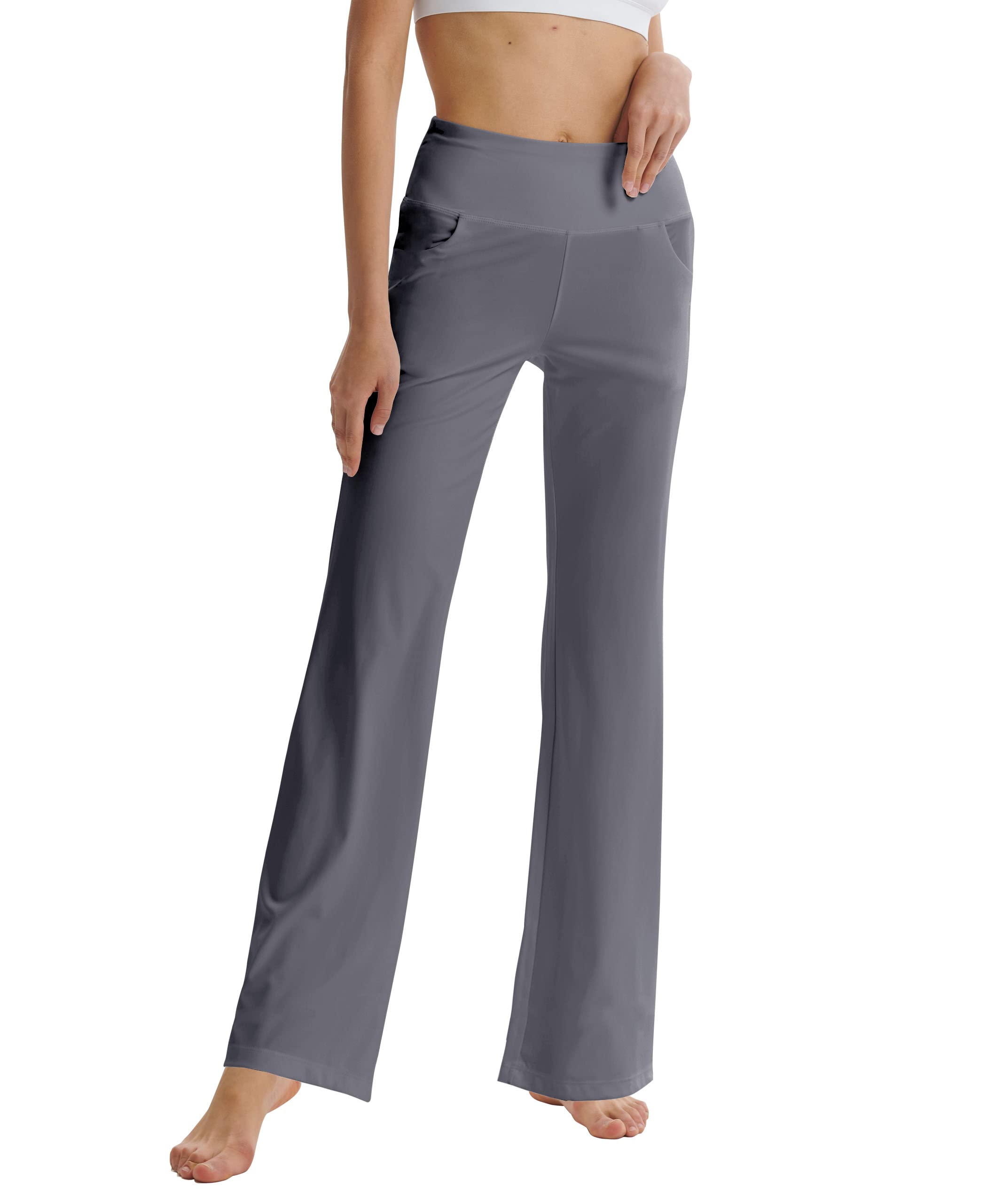 Pas Cher LaiEr Pantalon de Yoga Bootcut pour Femme avec Poches, Pantalon d´entraînement de Yoga Bootleg évasé Taille Haute avec Poches latérales vRrU3UgnY frais