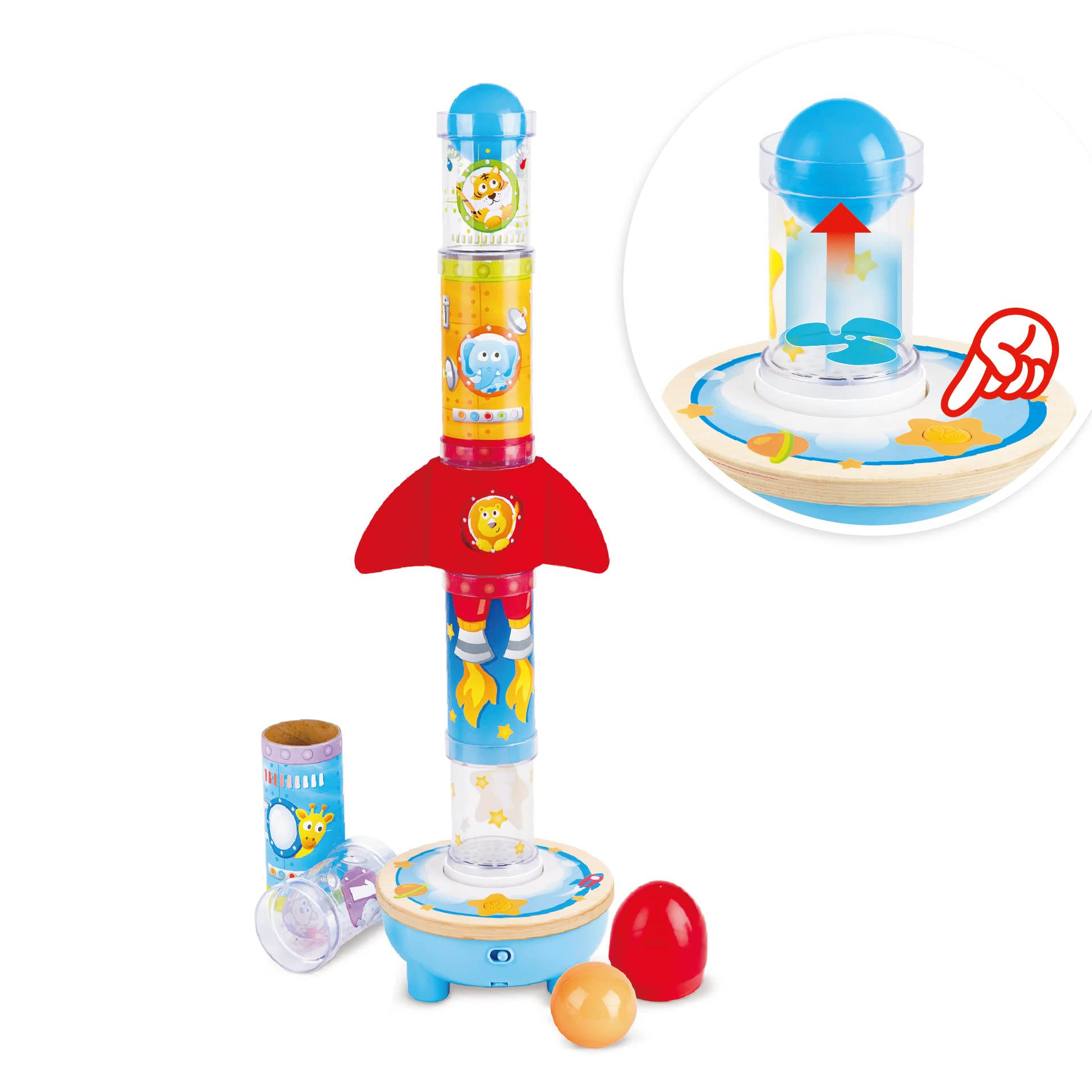 en vente Hape Rocket Stacker Toy Air-Powered Ball Launcher Playset for Toddlers with Fan , 24 Months and Up, Black N2INb6F7s mode