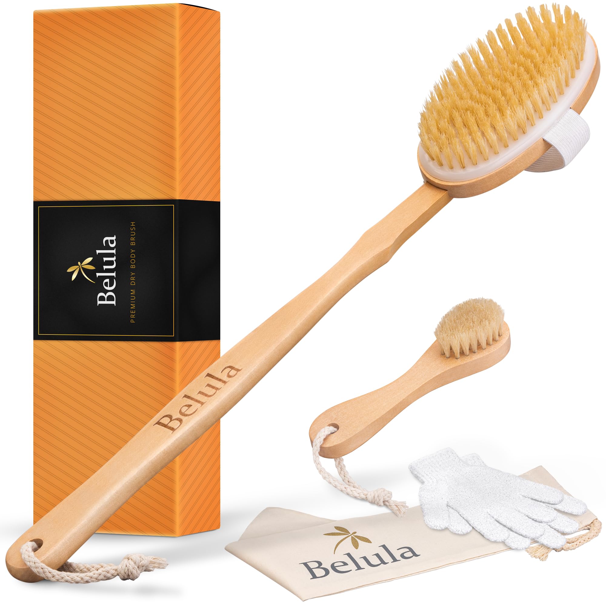 escompte élevé Belula Premium Dry Brushing Body Brush Set - Brossage a sec en poils de sanglier naturels, brosse pour le visage exfoliante & une paire de gants de douche. Sac et mode d´emploi gratuits & Idée cadeau U2Y8fonVE boutique en ligne