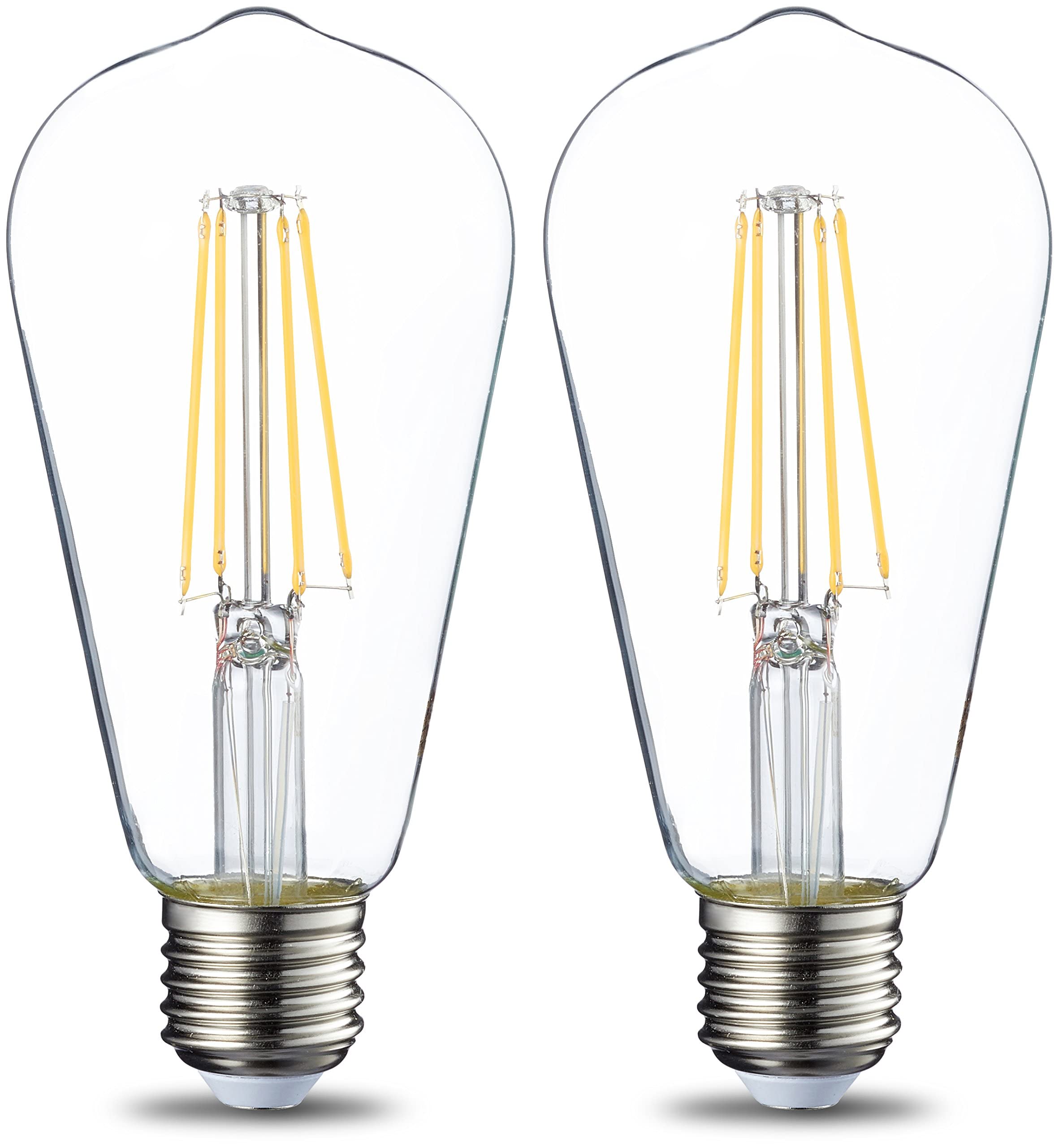 Tendance  Amazon Basics Lot de 2 ampoules LED vintage Culot Edison E27 ST64 7 W (équivalent 60 W) Filament transparent Intensité non variable mNzuPSHdx Haute Quaity