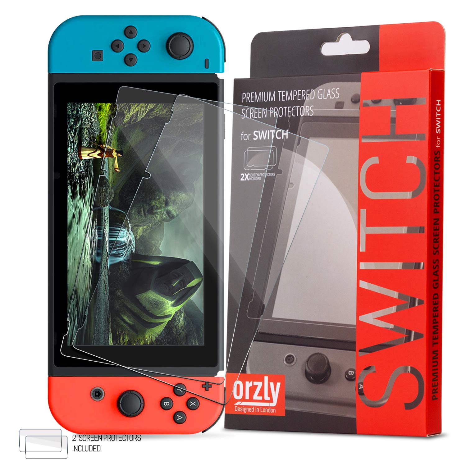 Haute Qualité Protection écran pour Nintendo Switch en Verre Trempé par Orzly - PACK DE 2 FILMS - Premium Ultra Résistant en Verre Trempé - Oléophobe 100% Transparent plE5TW4MH vente chaude