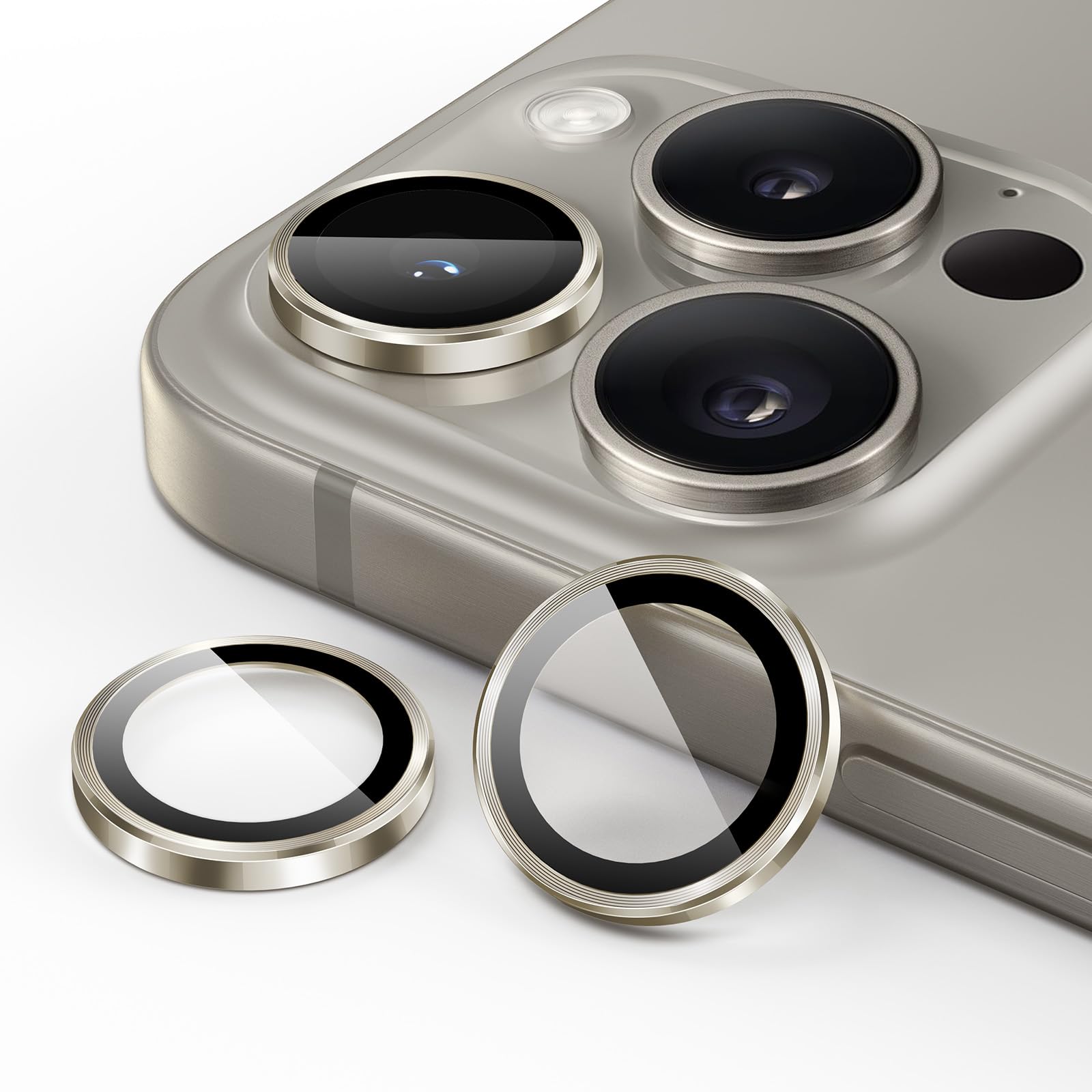 grand escompte JETech Protection Objectif Caméra pour iPhone 15 Pro 6,1 Pouces et iPhone 15 Pro Max 6,7 Pouces, Couverture Anneau Individuel en Métal en Verre Trempé 9H, Transparent, Lot de 3 (Titane Naturel) T9AeZbMef mode