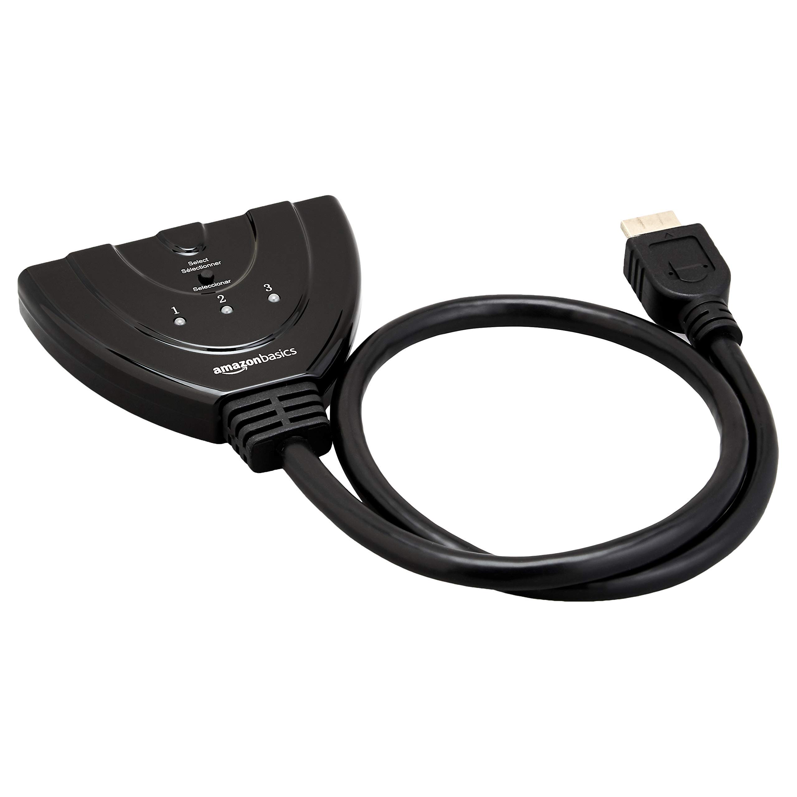 bon prix Amazon Basics Commutateur HDMI à 3 ports avec câble Pigtail compatible avec la vidéo Full HD 4K @30Hz, sortie 3 en 1, Noir mHh67BPxs Vente chaude