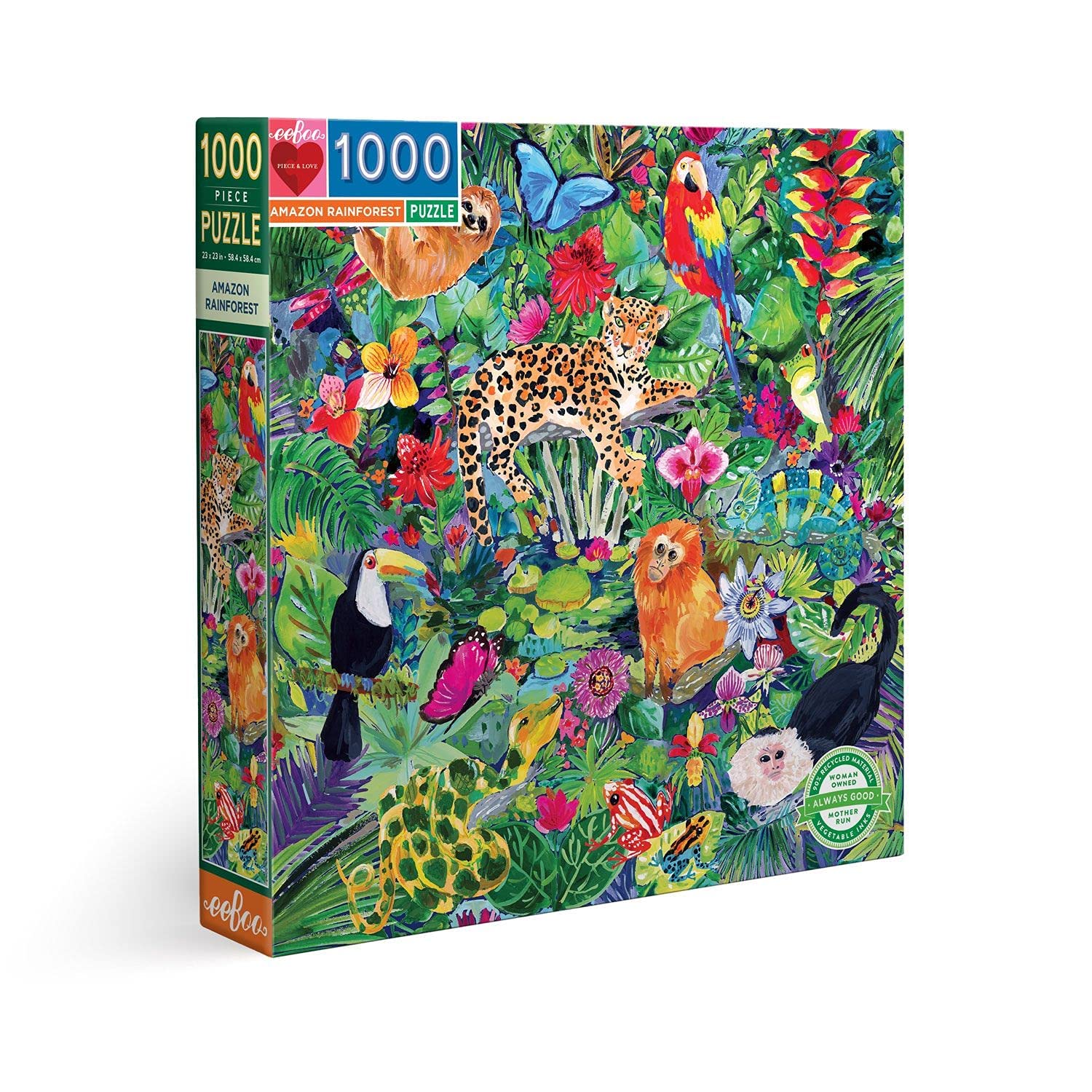 bon prix eeBoo Amazon Rainforest 1000 pièces Animaux Carton recyclé pour Adulte-Puzzle sur la forêt amazonienne, PZTAZR, Multicolore y3GpecYRl en France Online