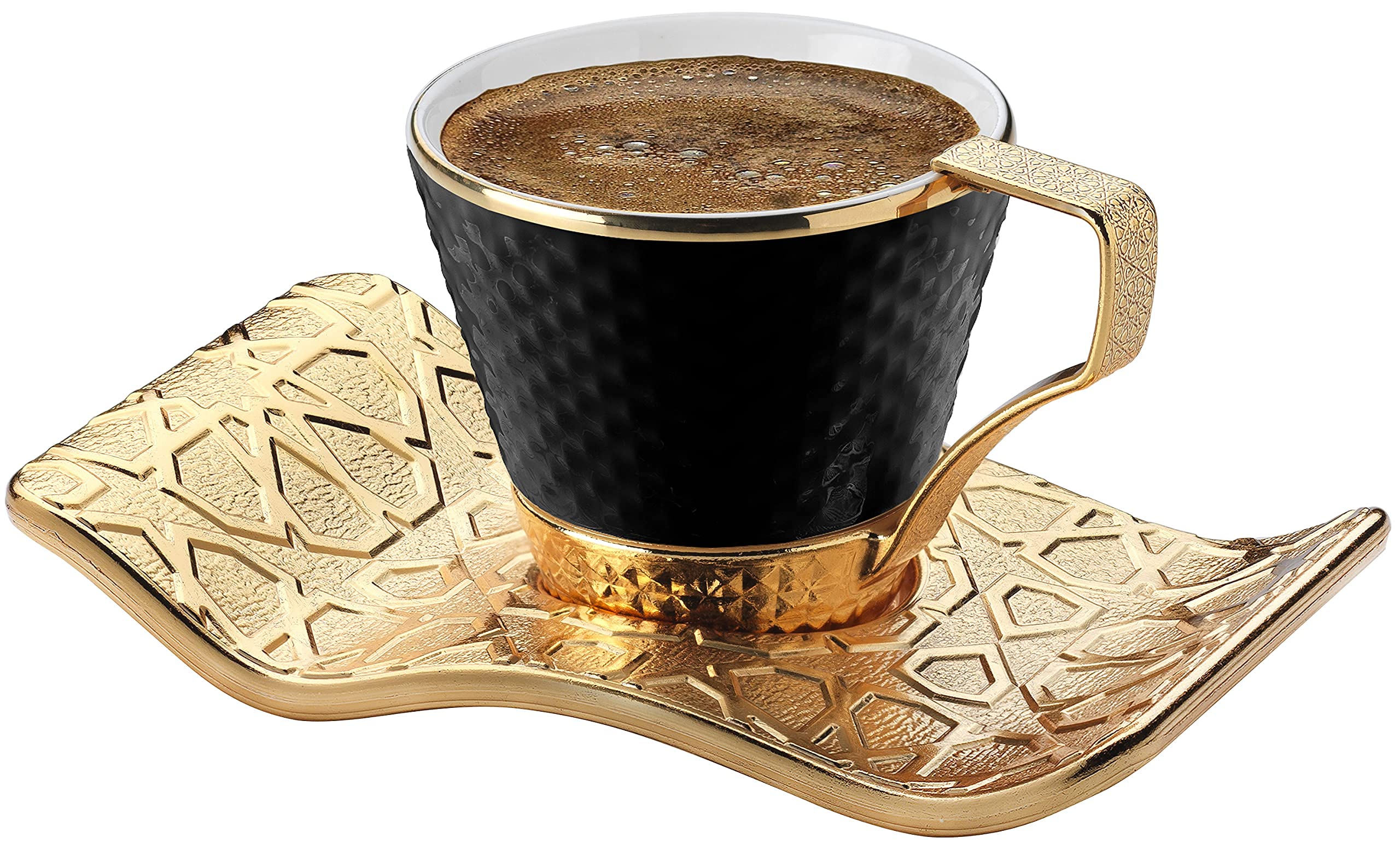 boutique en ligne DEMMEX Lot de 6 superbes tasses à café turc grec expresso avec porte-gobelets et soucoupes, 18 pièces – Tasses en porcelaine, soucoupes et porte-gobelets décorés en métal doré, 73,7 g – 80 ml spTjeJXrR stylé 