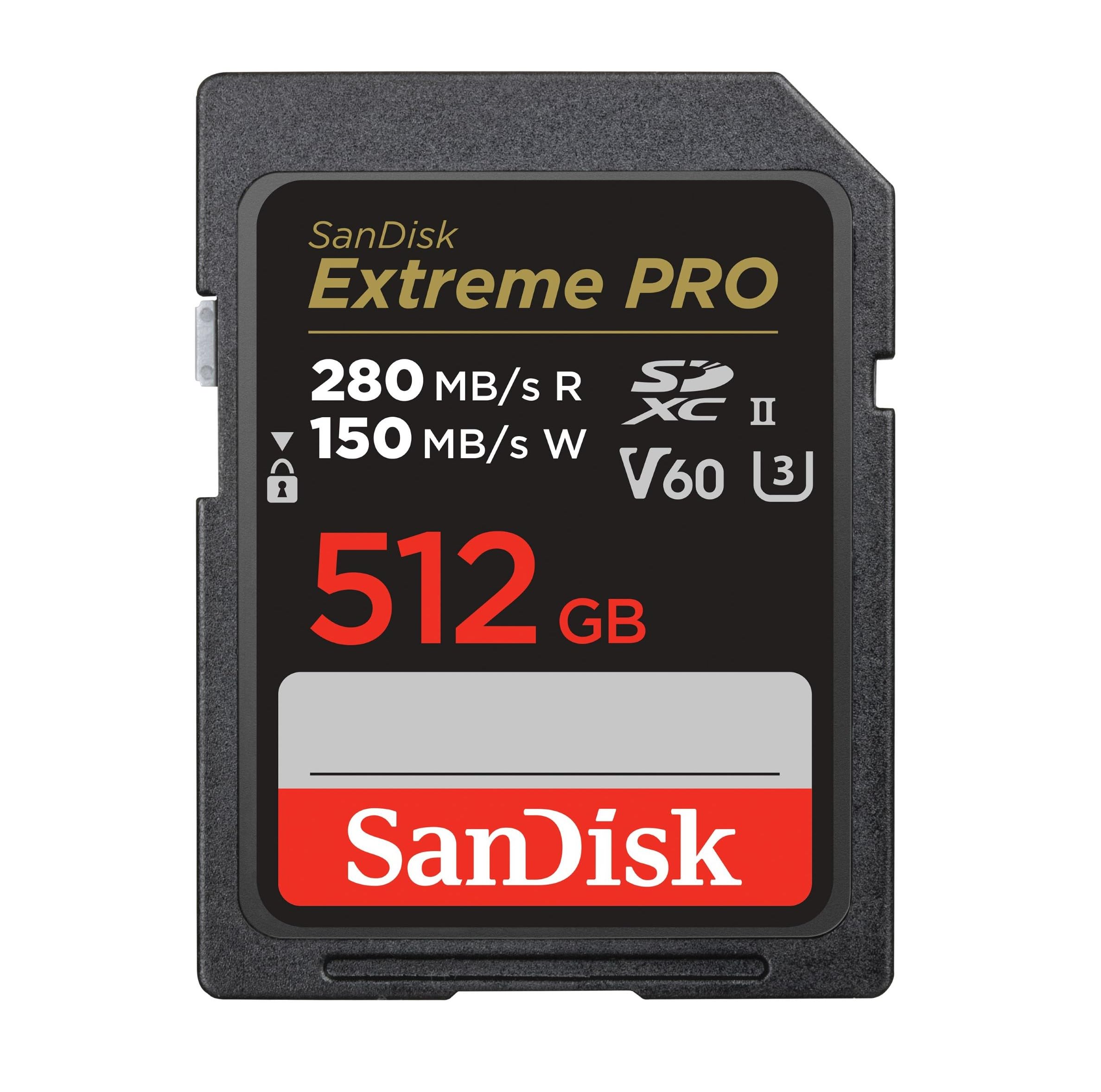 bon prix SanDisk 512 Go Extreme Pro, Carte SDXC jusqu´à 280 Mo/s UHS-II Class 10 U3 V60 Oo93QSG2C vente chaude