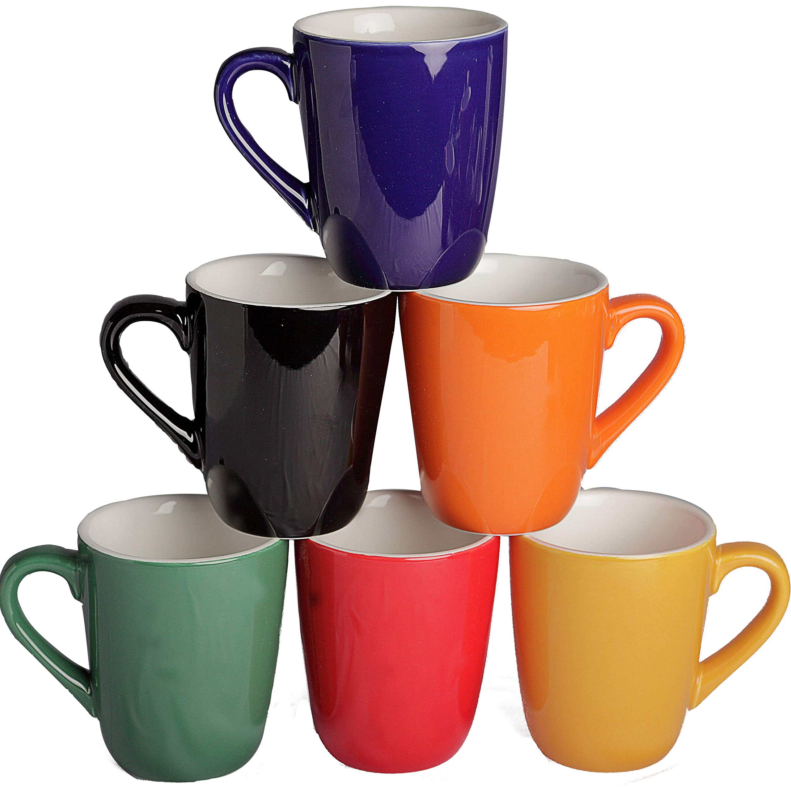 grand escompte superyes Large Ceramic Mugs-Sets of 6 for Cappuccino Latte, 16oz(500ml) Barrel Tulip Shape, Easy-Grip Handle, Dishwasher, Microwave Safe, Solid Red/Yellow/Blue/Green/Orange/Black Glazed xKixNIHPh en vente