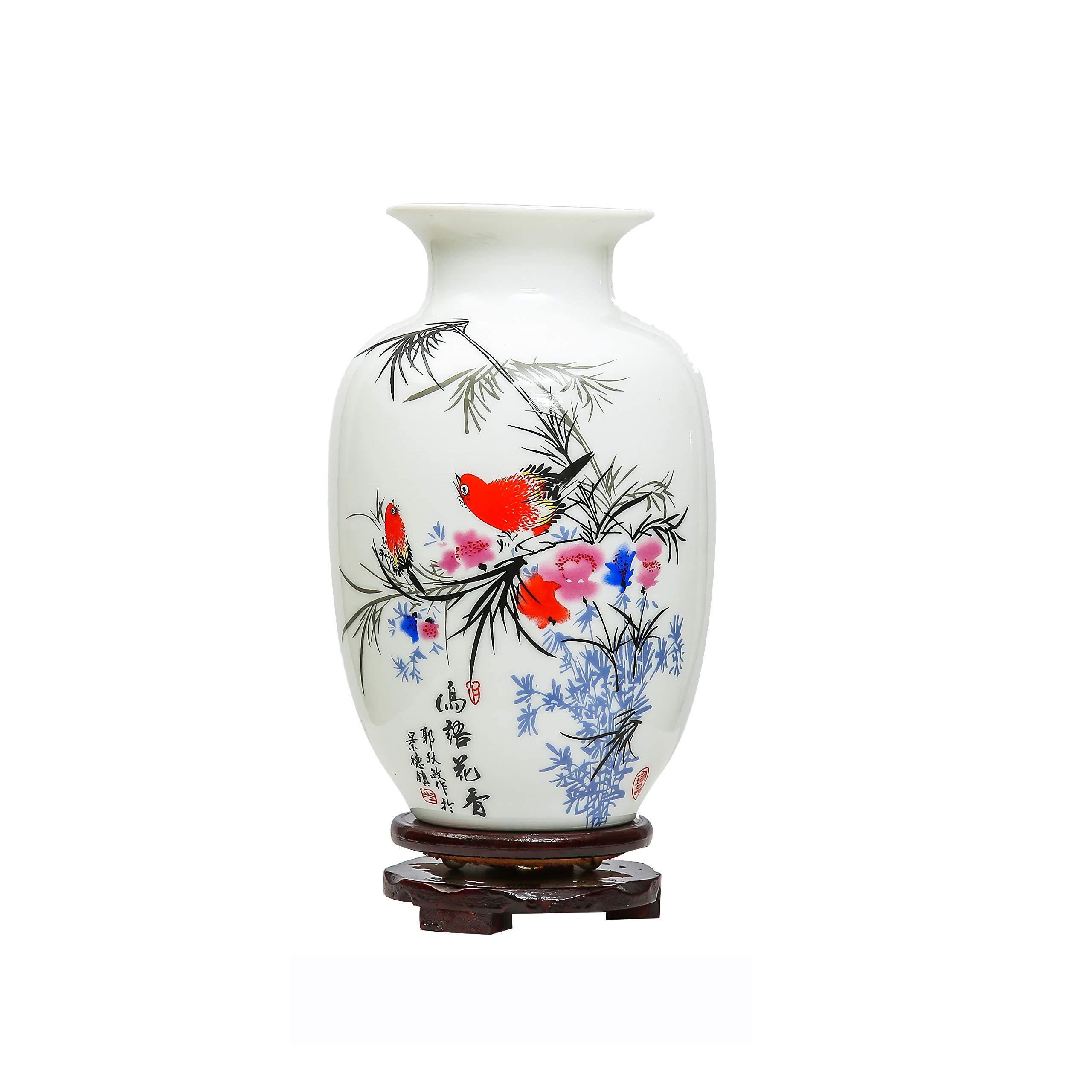 bon prix Chinois Oiseaux et Fleurs en Céramique Vase, Jingdezhen Petit Vase en Céramique,Vase Art Déco pour Ménage, Bureau, Mariage, Fête,Blanc x7bs8HuJ4 stylé 