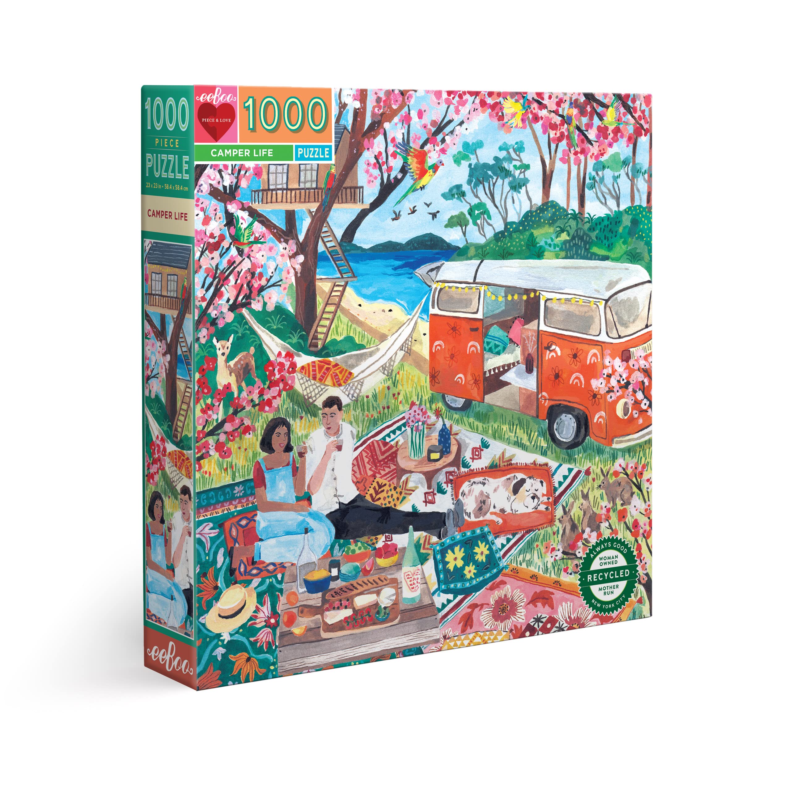 Achat eeBoo Camper Life Carton recyclé-Puzzle Adulte 1000 pièces sur la Vie de Campeur-PZTCAM, Multicolore PtvBSQmfc à vendre
