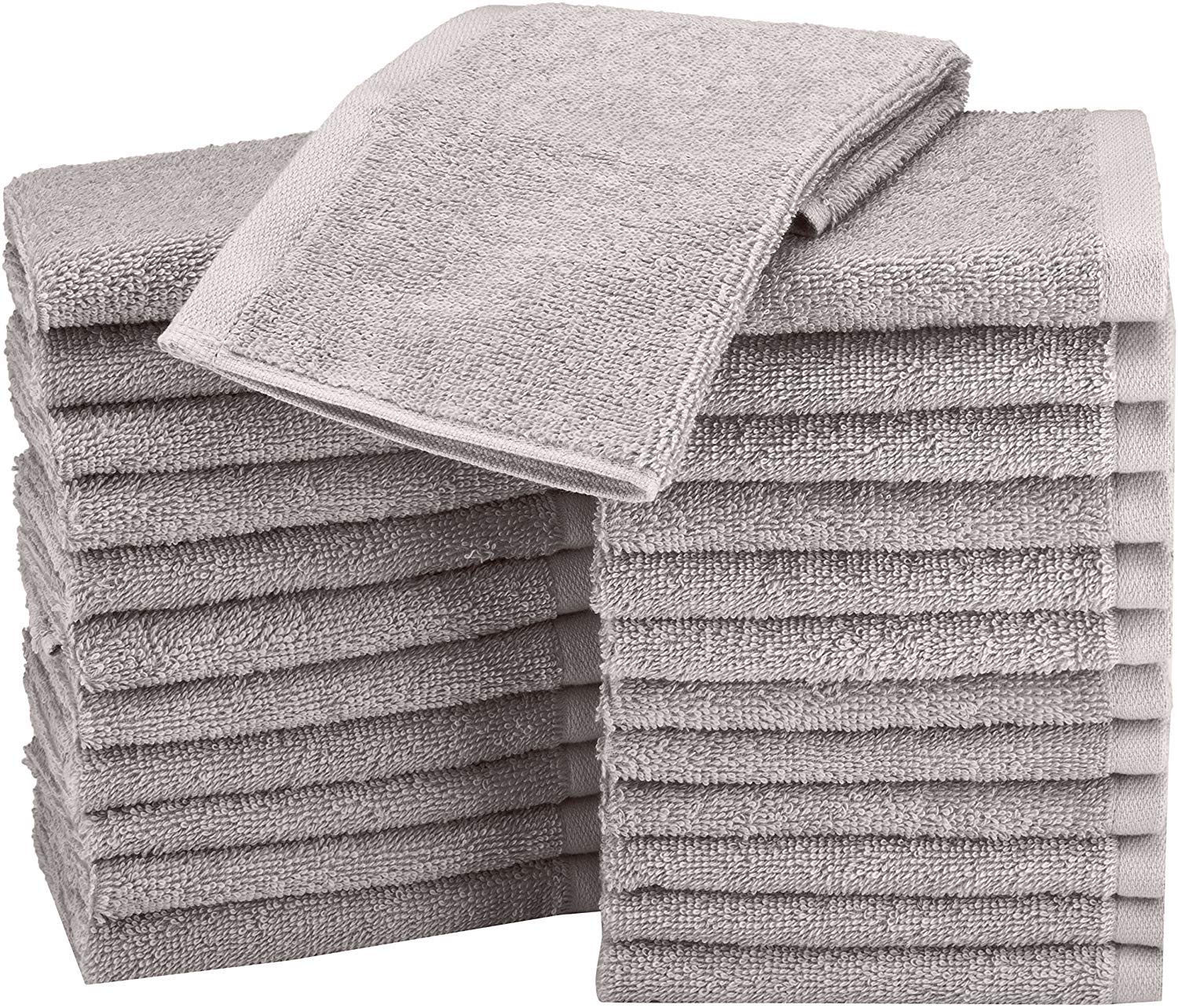 Promotions Amazon Basics Lot de 24 petites serviettes en coton 30 x 30 cm Gris SURVaRc7f en ligne