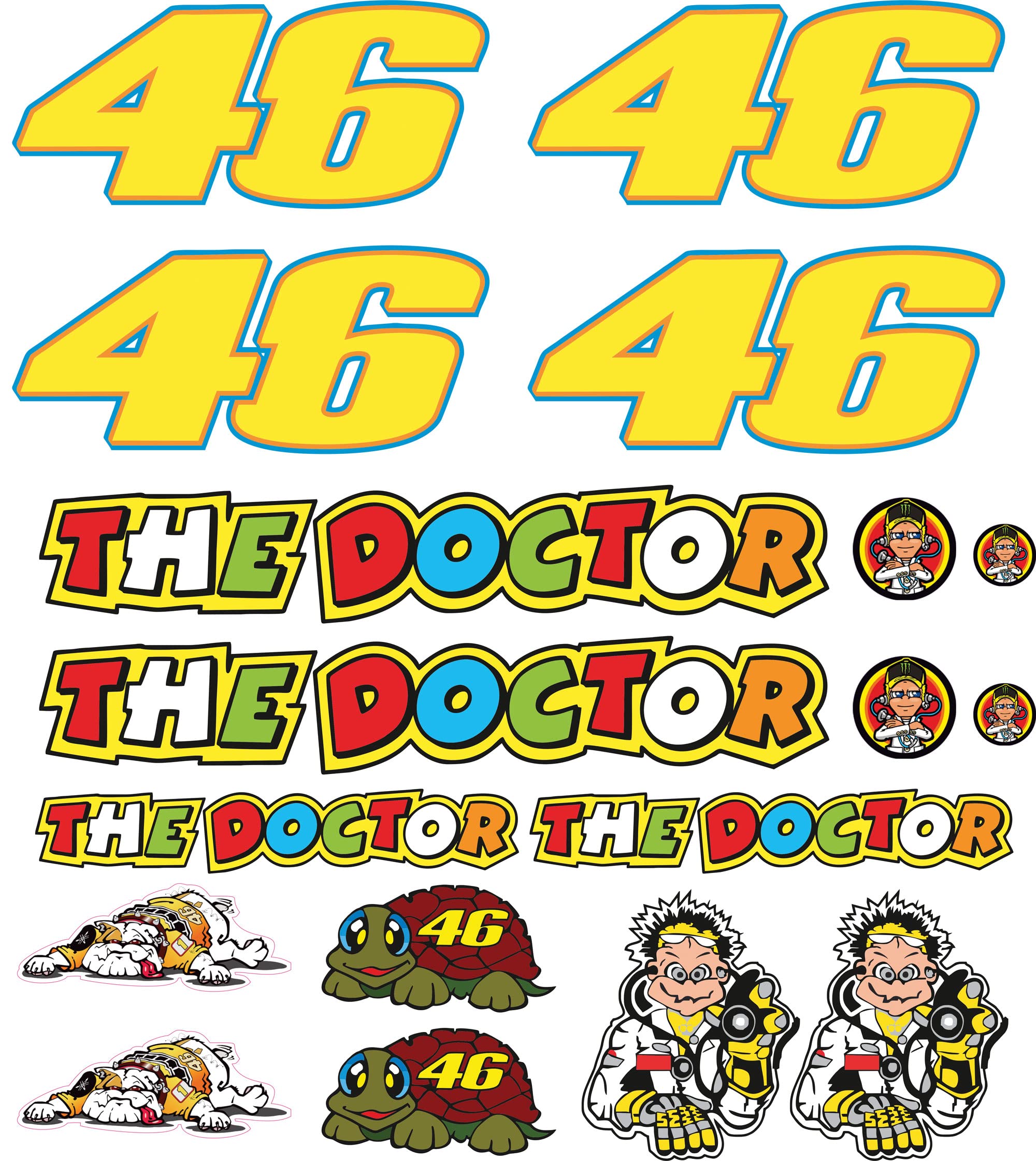 en vente KIT Stickers VALENTINO ROSSI THE DOCTOR 46 LOGO autocollant 18 pz motorino MOTO casco MOTOCICLETTA RPocV8NcN Outlet Shop 