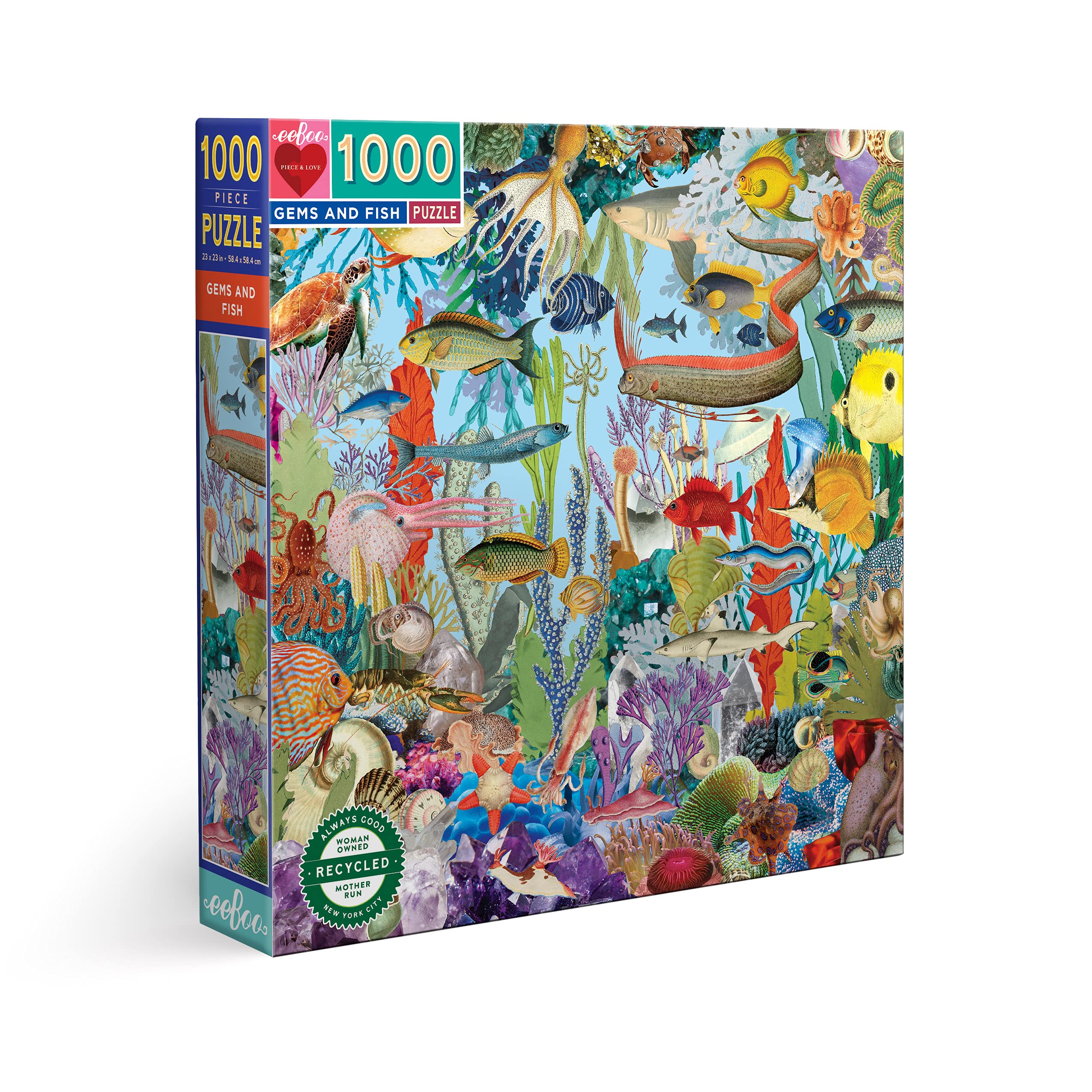 Promo eeBoo 1000Pcs Gems and Fish Adulte sur la Vie Marine-Puzzle coloré-PZTGEF, Black lCUi7IPQN meilleure vente